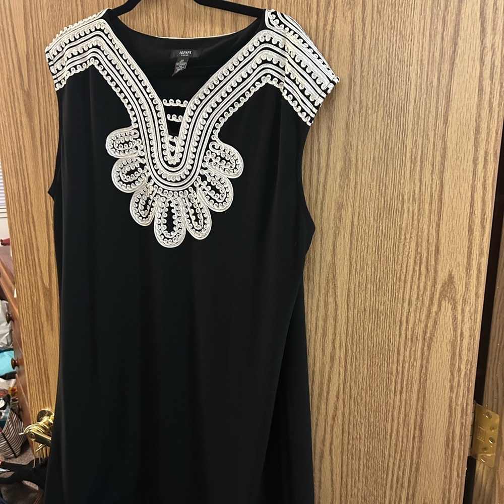 Alfani black Sleeveless Dress with White Embellishments